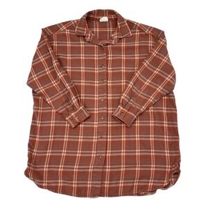 Pact Shirt Women's Small / XS Burnt Orange Flannel Button Up Tunic Top Organic